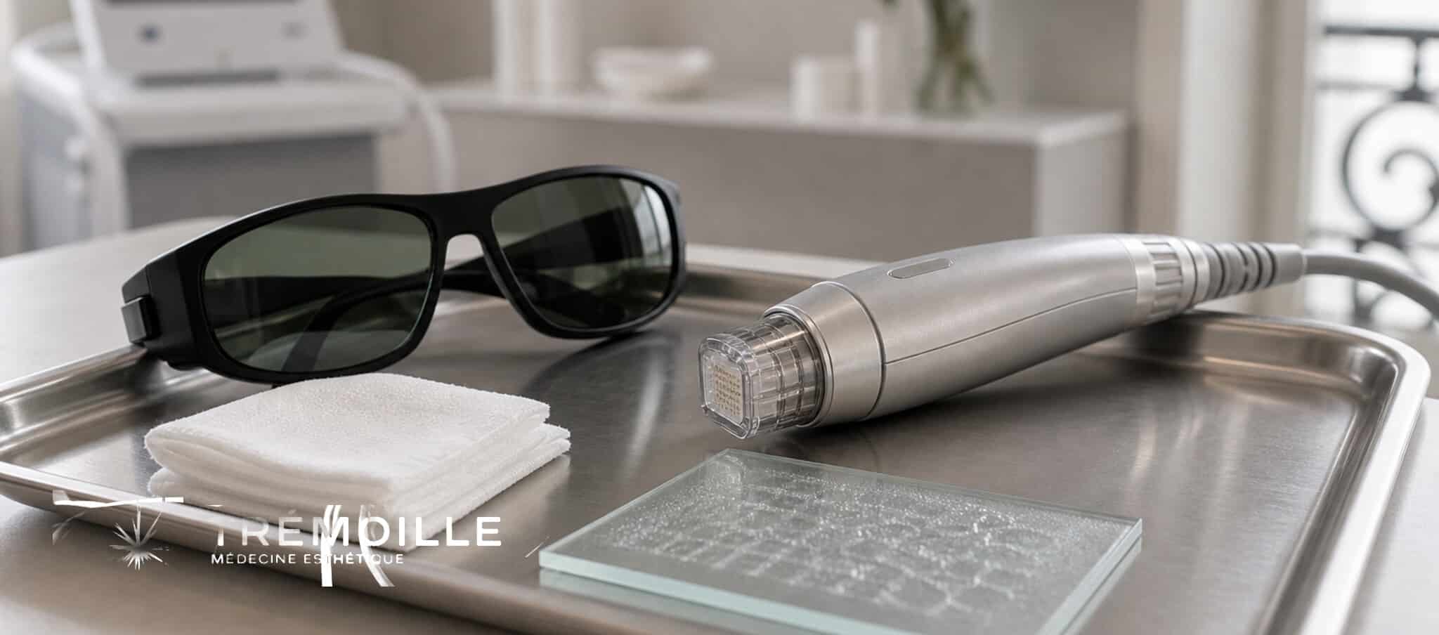 Texture cutanee et materiel de laser fractionne en cabinet esthetique